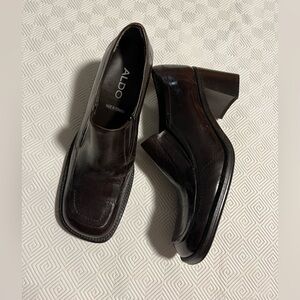 ALDO Women's Dark Brown Leather Loafers